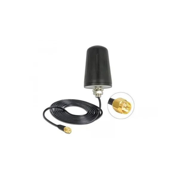Delock - 89534 - WLAN 802.11 b/g/n Antenne SMA Stecker 3 dBi omni mit RG-174 3 m Dachmontage outdoor schwarz
