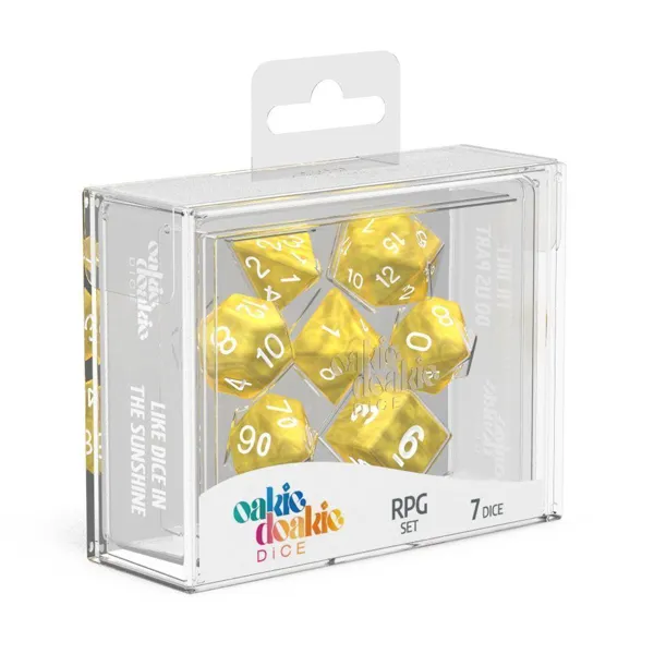 Oakie Doakie - ODD500006 - Oakie Doakie Dice Würfel RPG-Set Marble - Gelb, 7 Stück