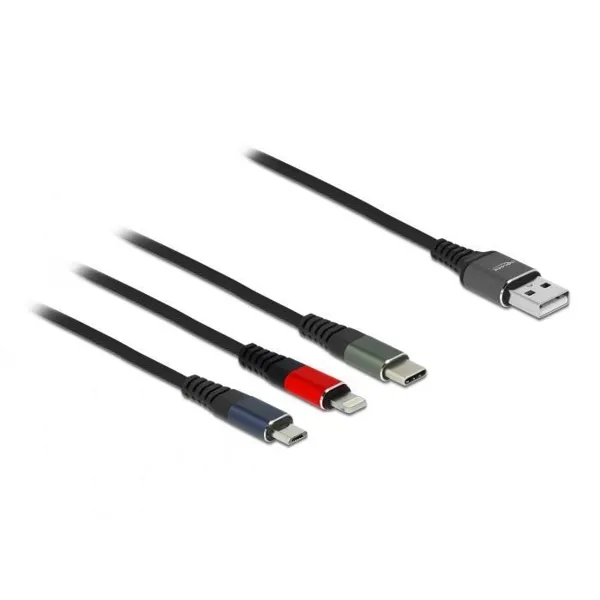 Delock - 87236 - USB Charging Cable 3 in 1 Type-A to Lightning / Micro USB / USB Type-C 30 cm