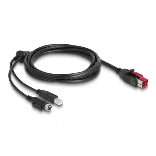 Delock - 85489 - PoweredUSB Kabel St. 24 V zu USB Typ-B St. + Hosiden Mini-DIN 3 Pin St. 3 m für POS Drucker