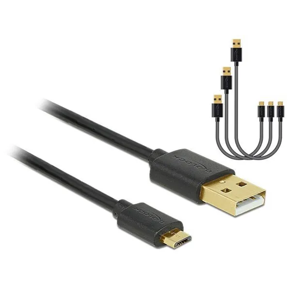 Delock - 83680 - Data and quick charge cable USB 2.0 type A plug >USB 2.0 type Micro-B