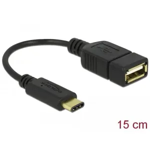Delock - 65579 - Adapterkabel USB Type-C™ 2.0 Stecker > USB 2.0 Typ A Buchse 15 cm schwarz