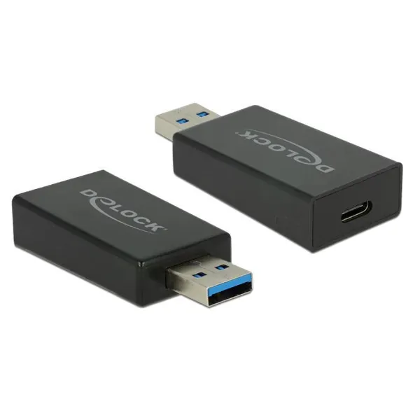 Delock - 65689 - Converter USB 3.1 Gen 2 Type-A male >USB Type-C female Active black