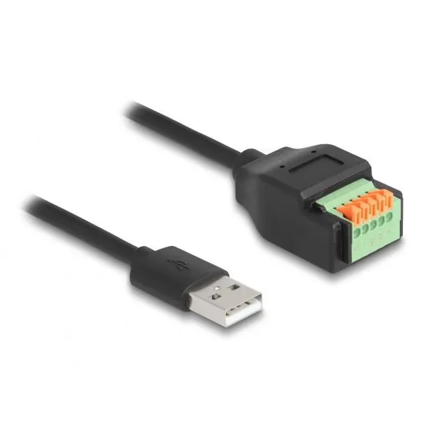 Delock - 66061 - USB 2.0 cable type-A plug to terminal block adapter with push button, 15 cm