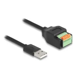 Delock - 66061 - USB 2.0 Kabel Typ-A Stecker zu Terminalblock Adapter mit Drucktaster, 15 cm