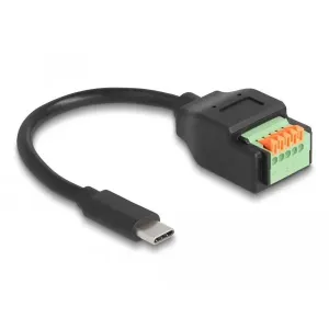 Delock - 66066 - USB 2.0 Kabel USB Type-C Stecker zu Terminalblock Adapter mit Drucktaste