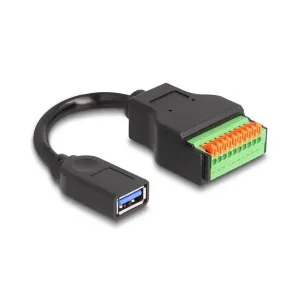 Delock - 66241 - USB 3.2 Gen 1 Kabel Typ-A Buchse zu Terminalblock Adapter mit Drucktaster 15 cm