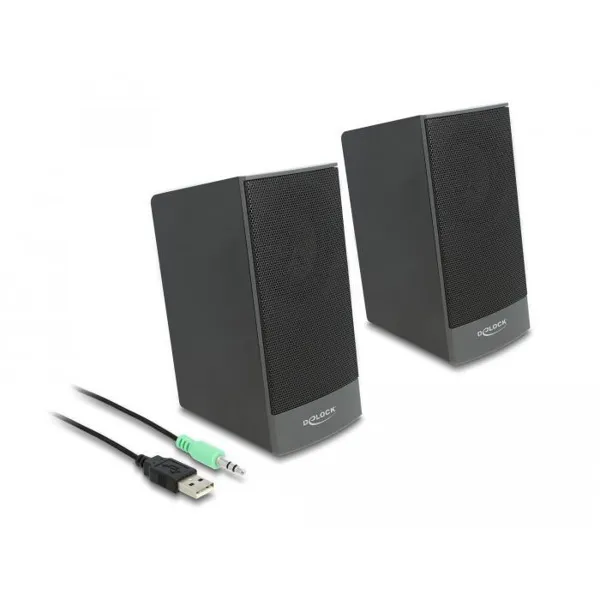 Delock - 27001 - Stereo 2.0 PC Lautsprecher mit 3,5 mm Klinkenstecker und USB Stromvers.