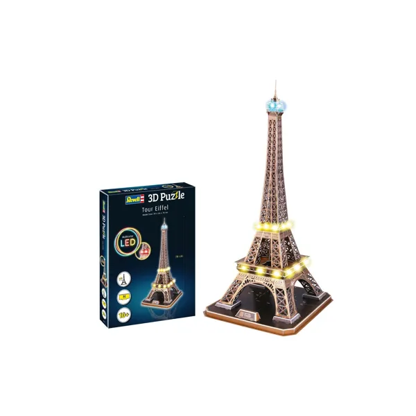 Revell - 00150 - 3D Puzzle mit Beleuchtung, Eiffelturm - LED Edition, 84 Teile, ab 10 Jahren