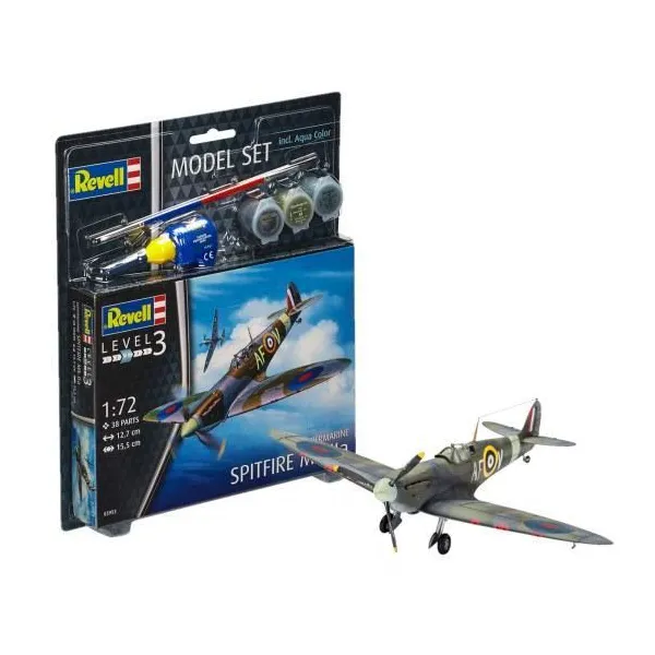 Revell - 63953 - Revell Model Set Spitfire Mk.IIa, model kit with basic accessories, 38 parts, 10 years and up