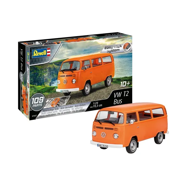 Revell - 07667 - Bausatz im easy-click-system, VW T2 Bus , 109 Teile, ab 10 Jahren