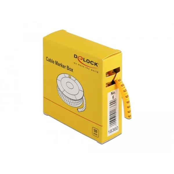 Delock - 18360 - Delock cable marker box, No: 6, yellow, 500 pieces