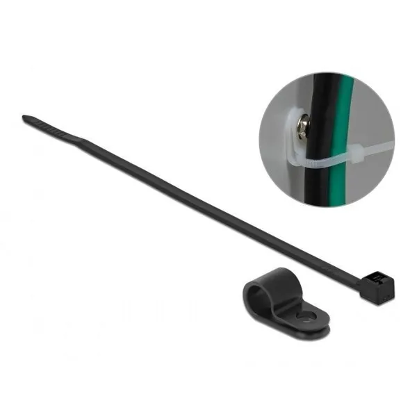Delock - 18868 - Fixing clip 9.5 mm with cable tie L 200 x W 4.8, black