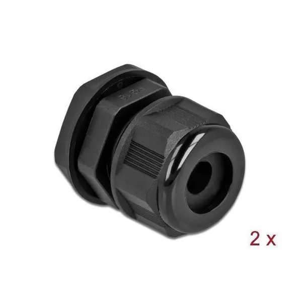Delock - 60365 - Kabelverschraubung PG16 für Rundkabel schwarz 2 Stück