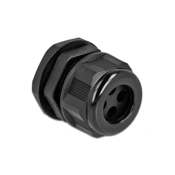 Delock - 60381 - Kabelverschraubung PG21 für Rundkabel mit vier Kabeleinführungen schwarz