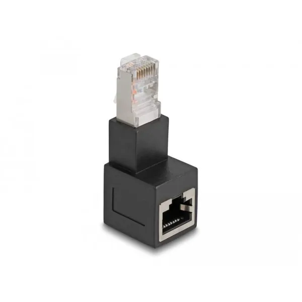 Delock - 87862 - RJ45 male to RJ45 female adapter Cat.6A 90° angled downwards