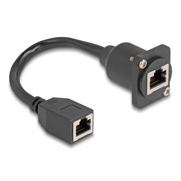 Delock - 87968 - D-type RJ45 cable socket to socket Cat.5e black 20 cm
