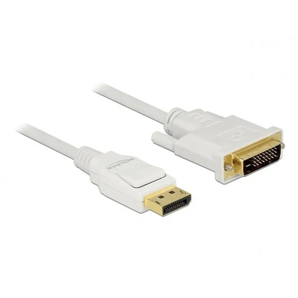 Delock - 83813 - Cable DisplayPort 1.2 male to DVI 24+1 male passive 4K 30 Hz 1 m white
