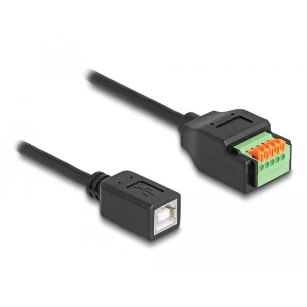Delock - 66250 - USB 2.0 Kabel Typ-B Buchse zu Terminalblock Adapter mit Drucktaster 15 cm