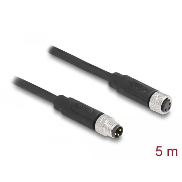 Delock - 80141 - M8 3 Pin Kabel A-kodiert Stecker zu Buchse PUR (TPU) 5 m