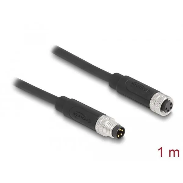 Delock - 80142 - M8 4 pin cable A-coded male to female PUR (TPU), 1 m