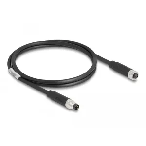 Delock - 80142 - M8 4 pin cable A-coded male to female PUR (TPU), 1 m