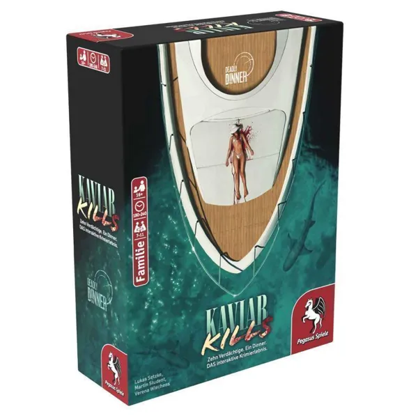 Pegasus Spiele - 19014G - Deadly Dinner - Kaviar Kills, for 6-8 players, from 16 years (DE edition)
