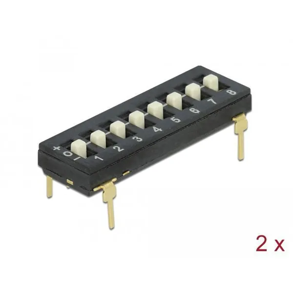 Delock - 66306 - DIP switch Tri-State 8-digit 2.54 mm pitch THT vertical black 2pcs.