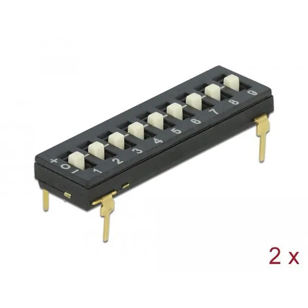 Delock - 66309 - DIP-Schalter Tri-State 9-stellig 2,54 mm Rastermaß THT vertikal schwarz 2Stck.