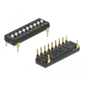 Delock - 66309 - DIP-Schalter Tri-State 9-stellig 2,54 mm Rastermaß THT vertikal schwarz 2Stck.