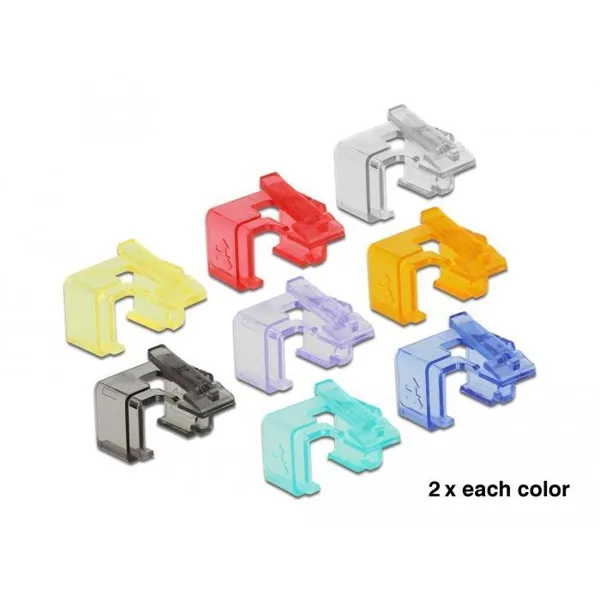 Delock - 86420 - RJ45 Reparatur Clip 16 Stück (2 Stück pro Farbe)