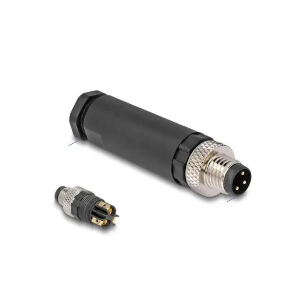 Delock - 60529 - M8 Steckverbinder A-kodiert 3 Pin Stecker zur Montage mit Schraubanschlus