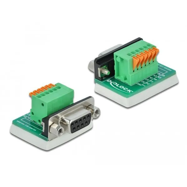 Delock - 66556 - D-Sub9 socket to terminal block with vertical pushbutton