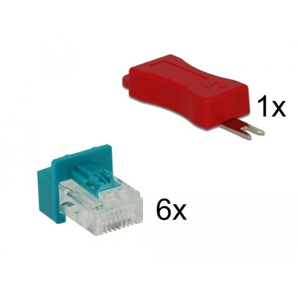 Delock - 86425 - RJ45 Secure clip with plug Set of 6 pieces