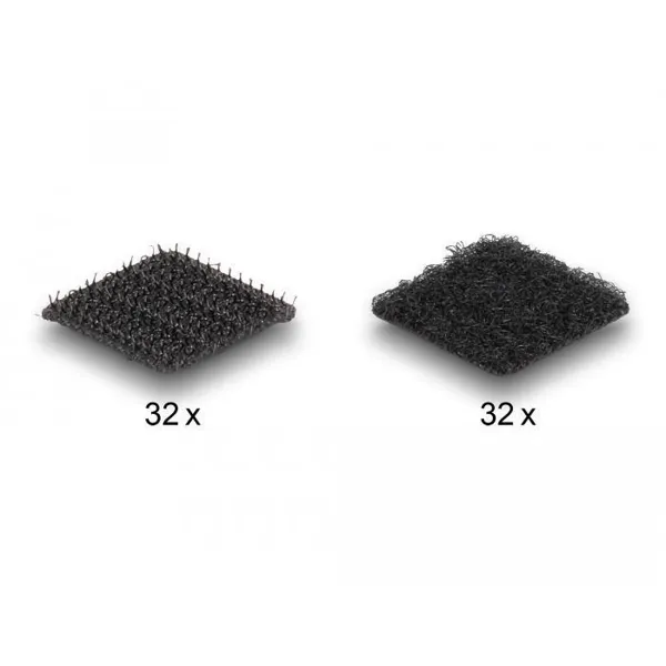 Delock - 19096 - Velcro dots, square, self-adhesive, 64 pieces black