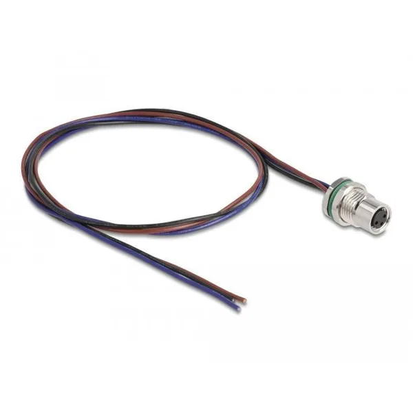 Delock - 80146 - M8 installation cable A-coded 3 pin socket for panel with open cables front
