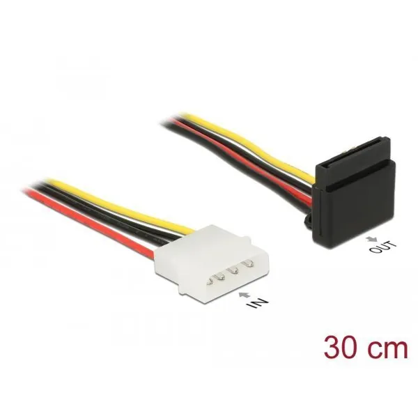 Delock - 85513 - Stromkabel SATA 15 Pin Buchse > 4 Pin Molex Stecker Metall 30 cm