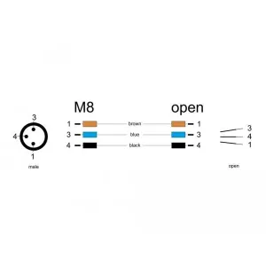 Delock - 80147 - M8 Einbaukabel A-kodiert 3 Pin Stecker für Panel mit offenen Kabeln Front