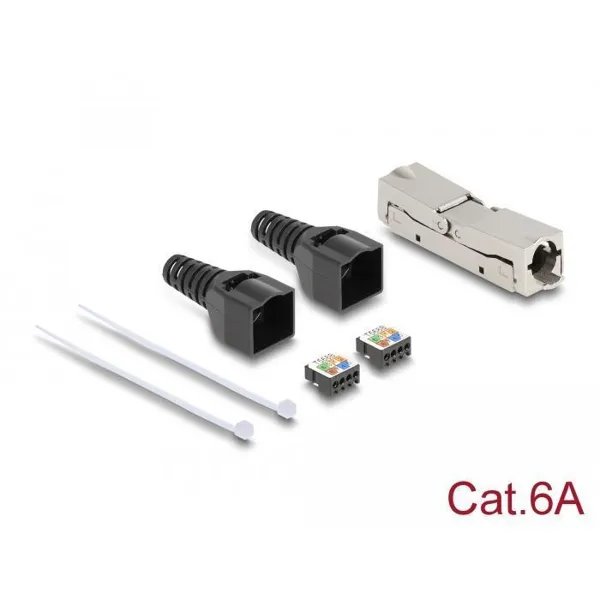 Delock - 87064 - RJ45 Verbinder LSA zu LSA mit Knickschutztülle Cat.6A werkzeugfrei