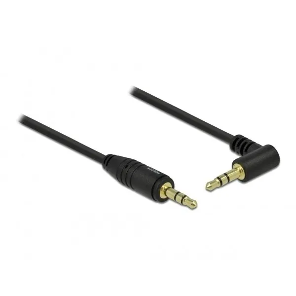 Delock - 83754 - Klinkenkabel 3,5 mm 3 Pin Stecker > Stecker gewinkelt 1 m schwarz