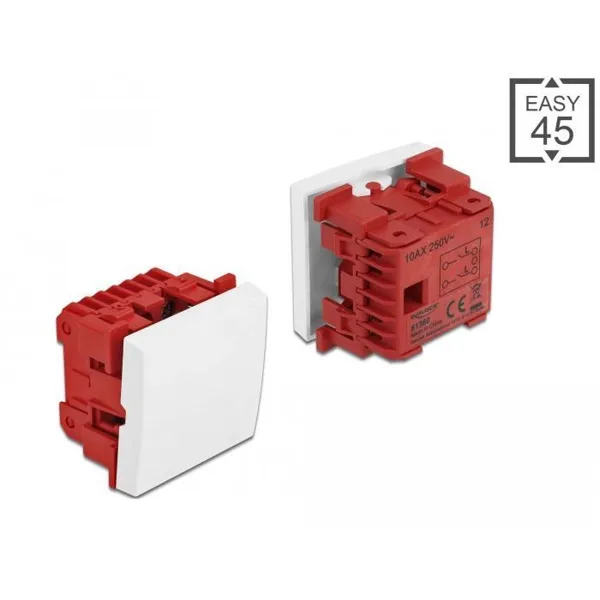 Delock - 81360 - Easy 45 Wippschalter 2-polig, 45 x 45 mm, weiß