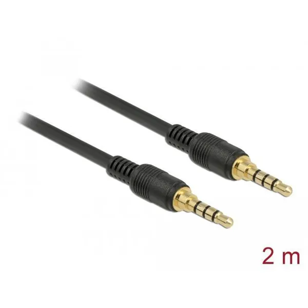 Delock - 85598 - Jack cable 3.5 mm 4 pin plug >plug 2 m black