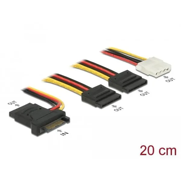Delock - 60171 - Power cable SATA 15 pin male >3 x SATA female + 1 x Molex 4 pin female