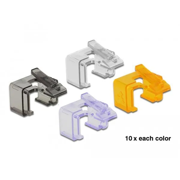 Delock - 86422 - RJ45 Reparatur Clip 40 Stück Set 2 (transparent, schwarz, violett, orange