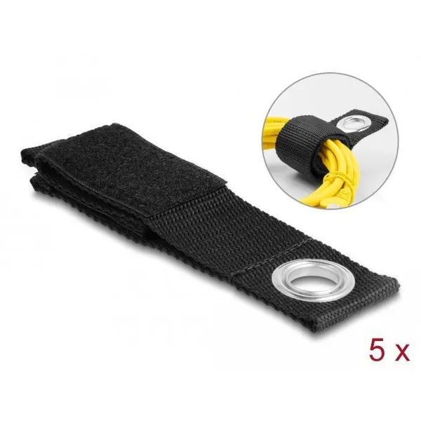 Delock - 19560 - Hard-wearing Velcro strap with fastening eyelet L 260 x W 38 mm black 5