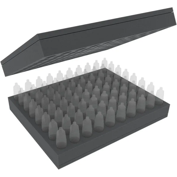 Feldherr Schuimlade Voor 80 Kleurenflessen – Rechtopstaand – Voor Vallejo En Army Painter – 24 Mm Vakken – 345 X 275 X 40 Mm – Made In Germany