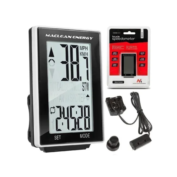Maclean Brackets - MCE315 - Maclean wired bicycle computer, clear display with backlight, 16 in 1