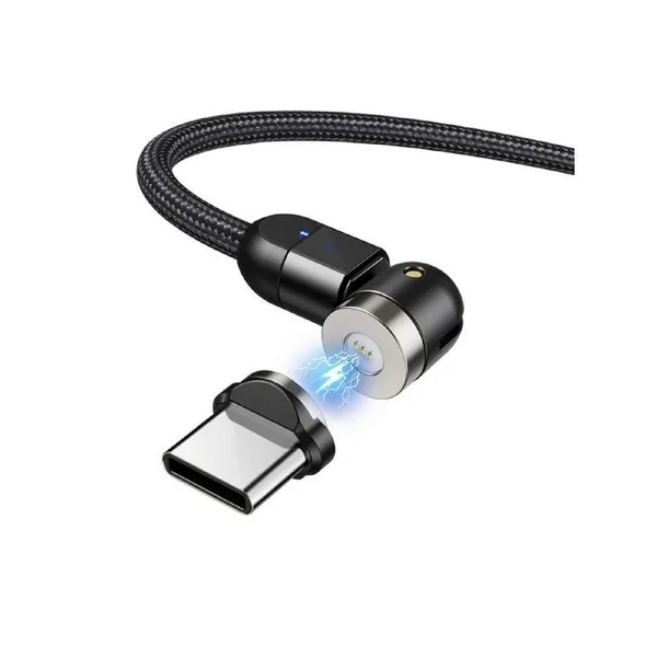 Maclean Brackets - MCE47 - Magnetic cable, angled, fast charging, USB-C, 9V/2A, 5V/3A, black, 2m