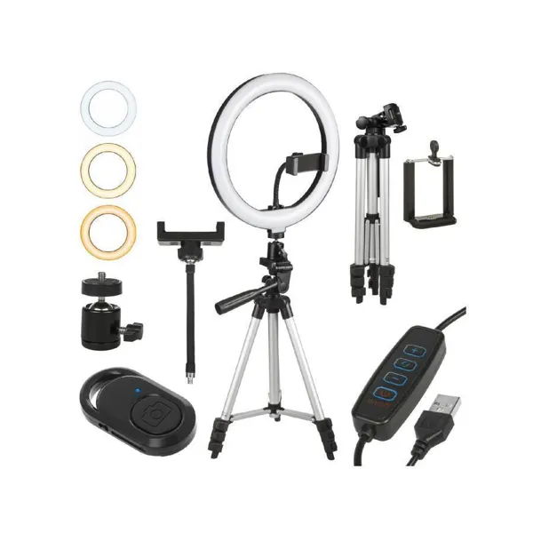 Maclean Brackets - MCE610 - LED-Ringlampe, mit Stativ, 12 W, Selbstauslöser BT, Farben 3000K-6500K Helligkeit 10-100 %