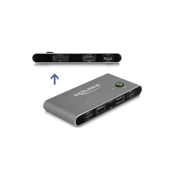 Delock - 11487 - USB-C KVM Switch zu DisplayPort 8K 30 Hz mit USB 2.0